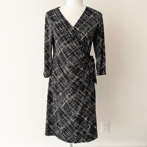Motherhood Maternity | Black/Multi Printed Maternity 3/4 Sleeve Wrap Dress